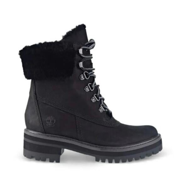 Timberland Shoes - Timberland Courmayeur Valley 6” Faux Fur Black Leather Boot Size 8.5